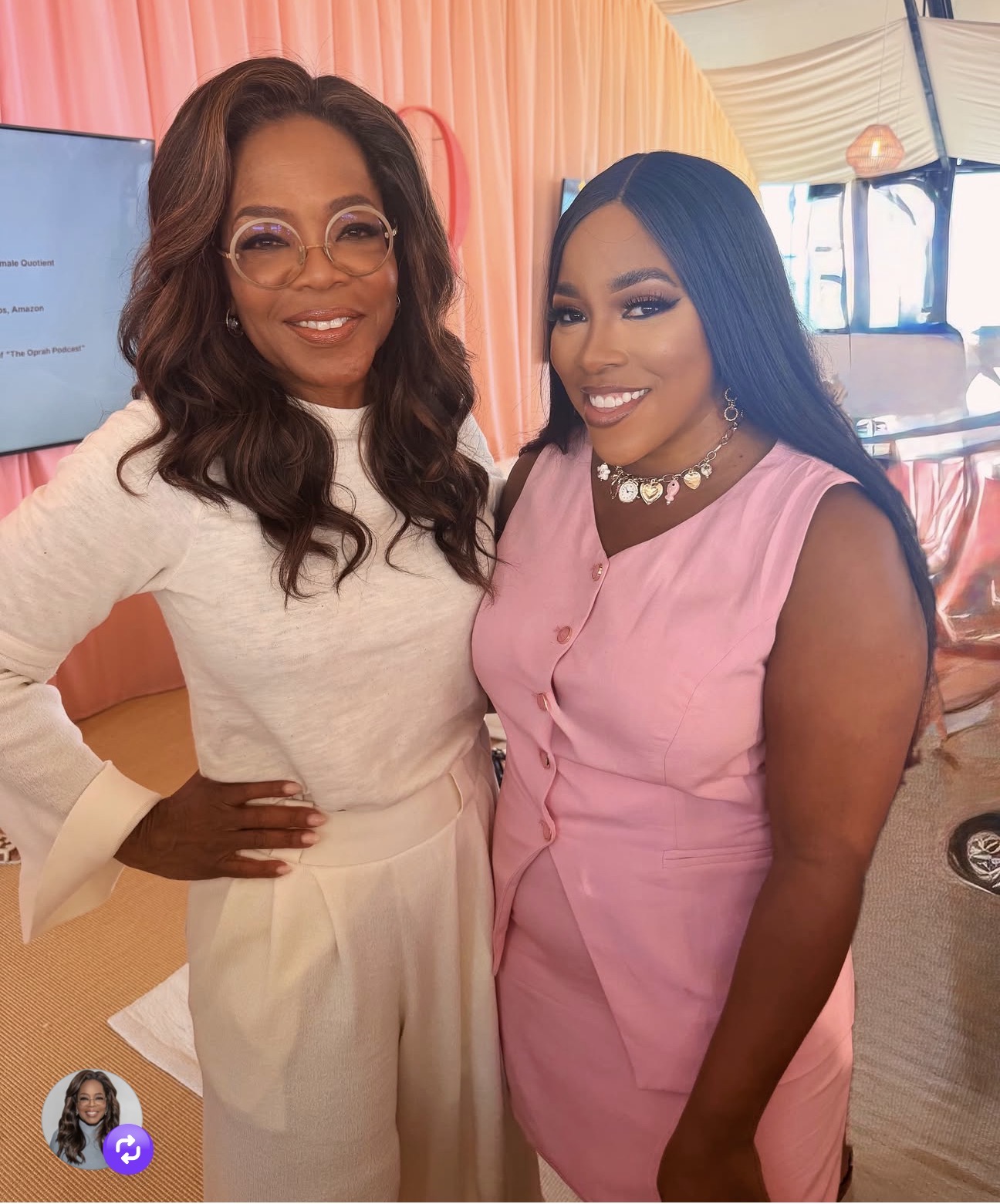Mary connecting with Oprah Winfrey
